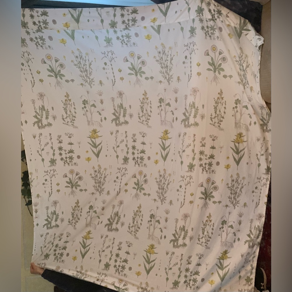 Wake In Cloud Flat Sheet Botanical Print 96x84” Farmhouse Cottage